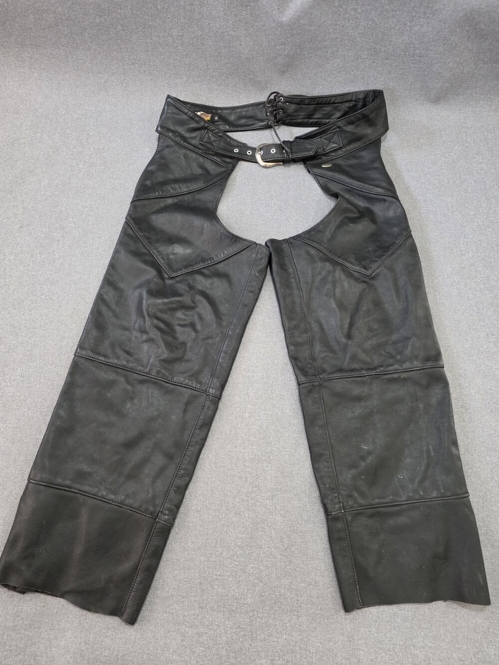 Vintage Harley Davidson Leather Mens Chaps Black Size XLarge
